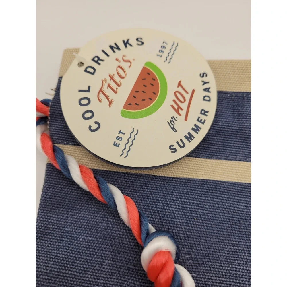NEW Titos Handmade Vodka Bottle Bag Blue Red Patriotic Canvas Stars